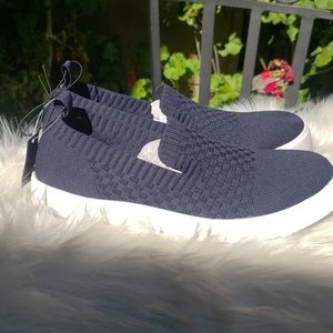 Torrid NAVY STRETCH KNIT SLIP-ON SNEAKER (WW) 9W